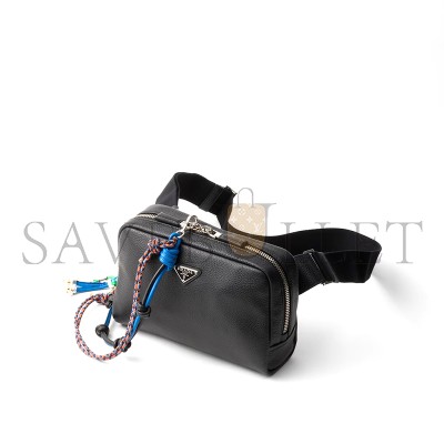 PRADA LEATHER SHOULDER BAG WITH CHARM 2VH181 (24*16.5*7cm)