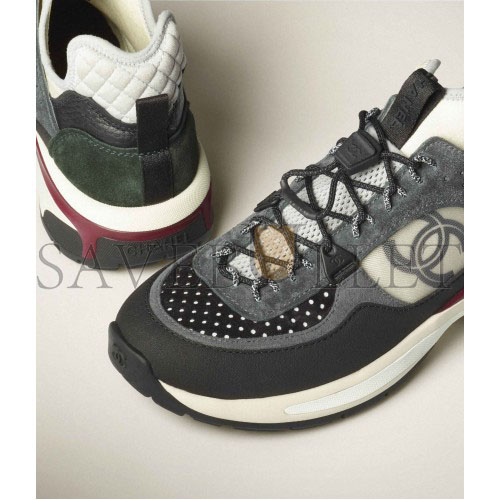 CHANEL SNEAKERS 		FABRIC, SUEDE CALFSKIN, MESH & FABRIC			BLACK, DARK GRAY, WHITE & LIGHT GRAY G39488 Y56142 K4948