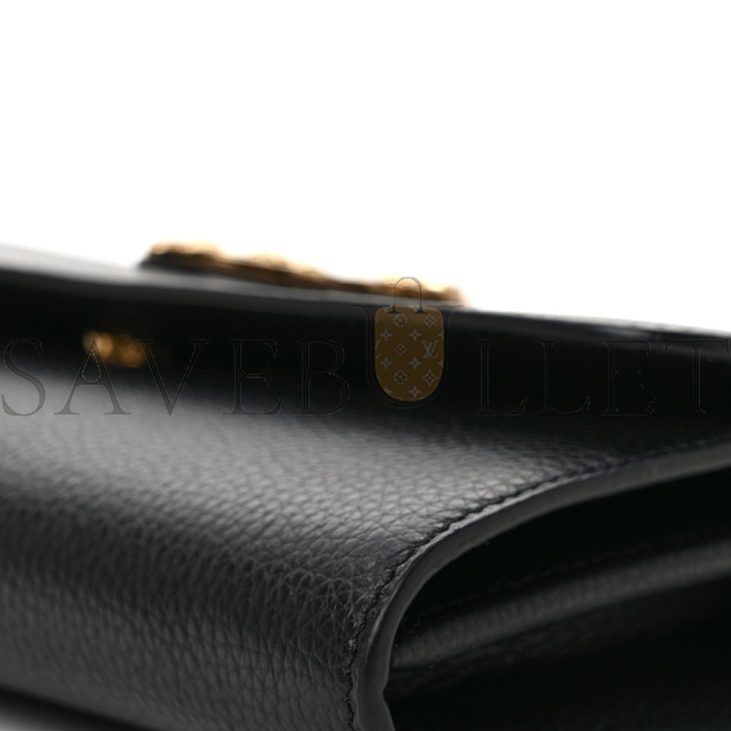 VERSACE GRAINED CALFSKIN VIRTUS WALLET ON CHAIN BLACK  (18*11*4cm)