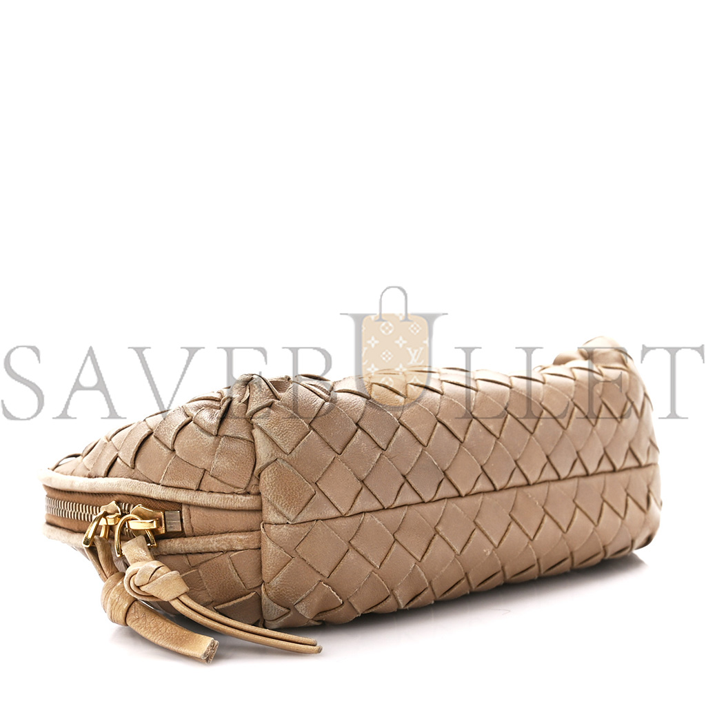 BOTTEGA VENETA NAPPA INTRECCIATO SMALL COSMETIC POUCH CAMEL  (17*10*8cm)