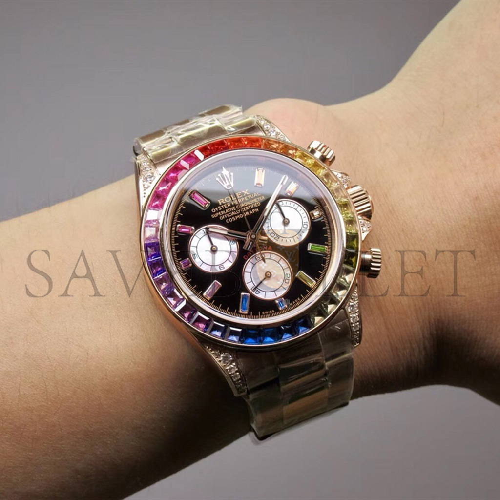 ROLEX DAYTONA SQUARE RAINBOW GEMSTONE WATCH 116595RBOW-0001