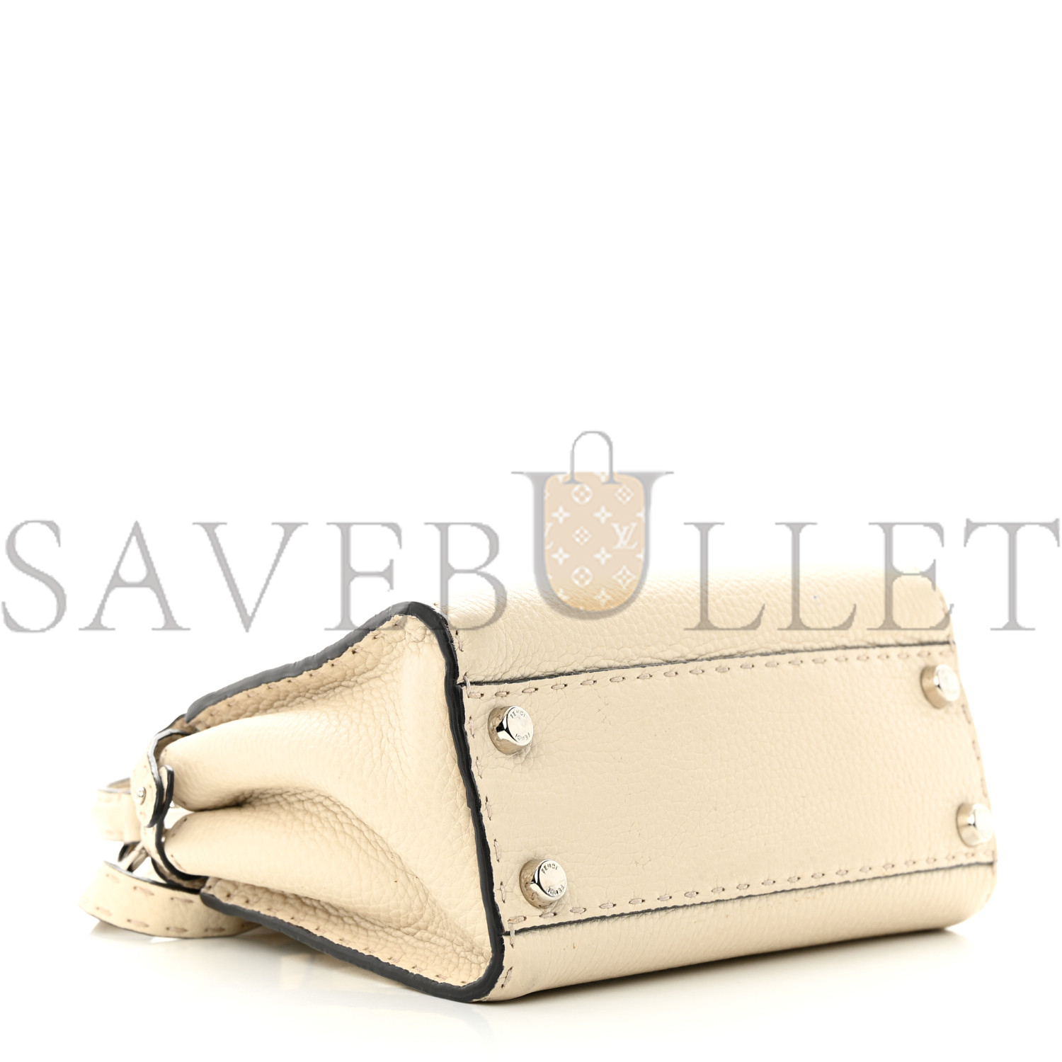 FENDI CUOIO ROMANO SELLERIA MINI PEEKABOO ICONIC SATCHEL LATTE (23*17*12cm)