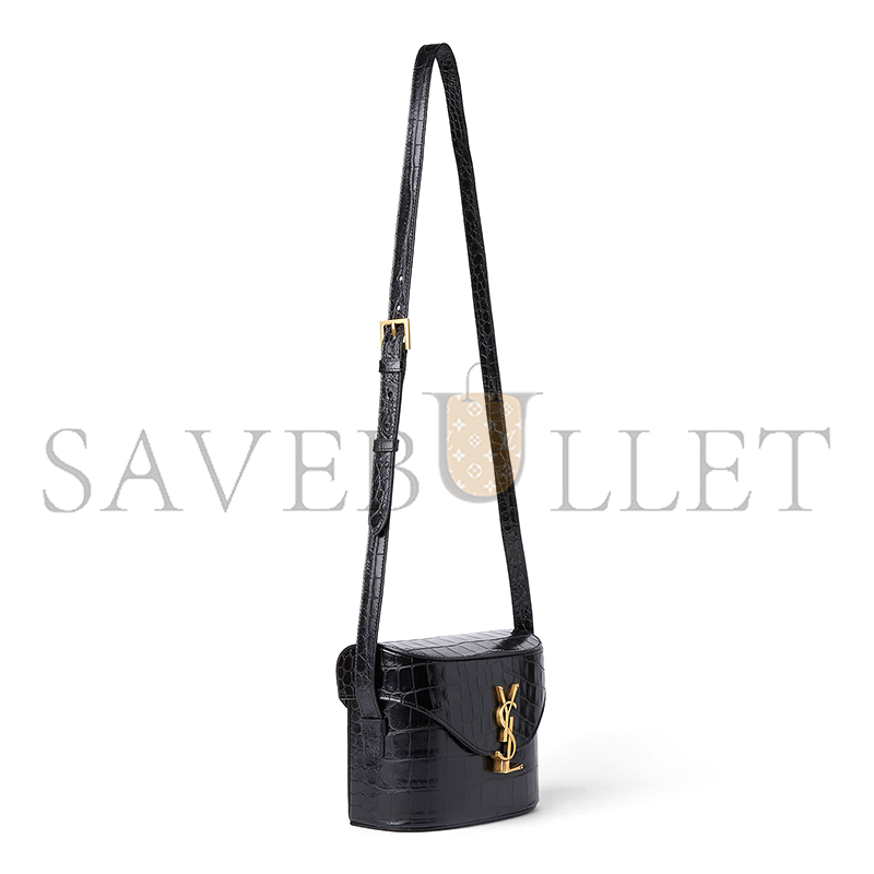 YSL JUNE BOX BAG IN CROCODILE-EMBOSSED LEATHER 728606AAAOH1000 (19*15*8cm)