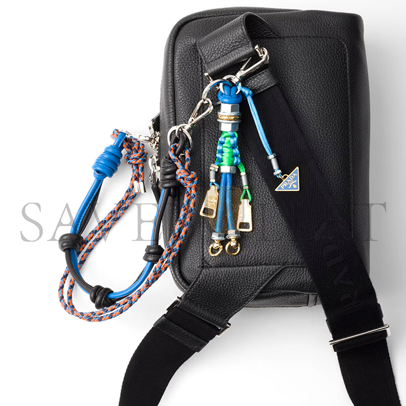 PRADA LEATHER SHOULDER BAG WITH CHARM 2VH181 (24*16.5*7cm) PRADA LEATHER SHOULDER BAG WITH CHARM 2VH181 (24*16.5*7cm)