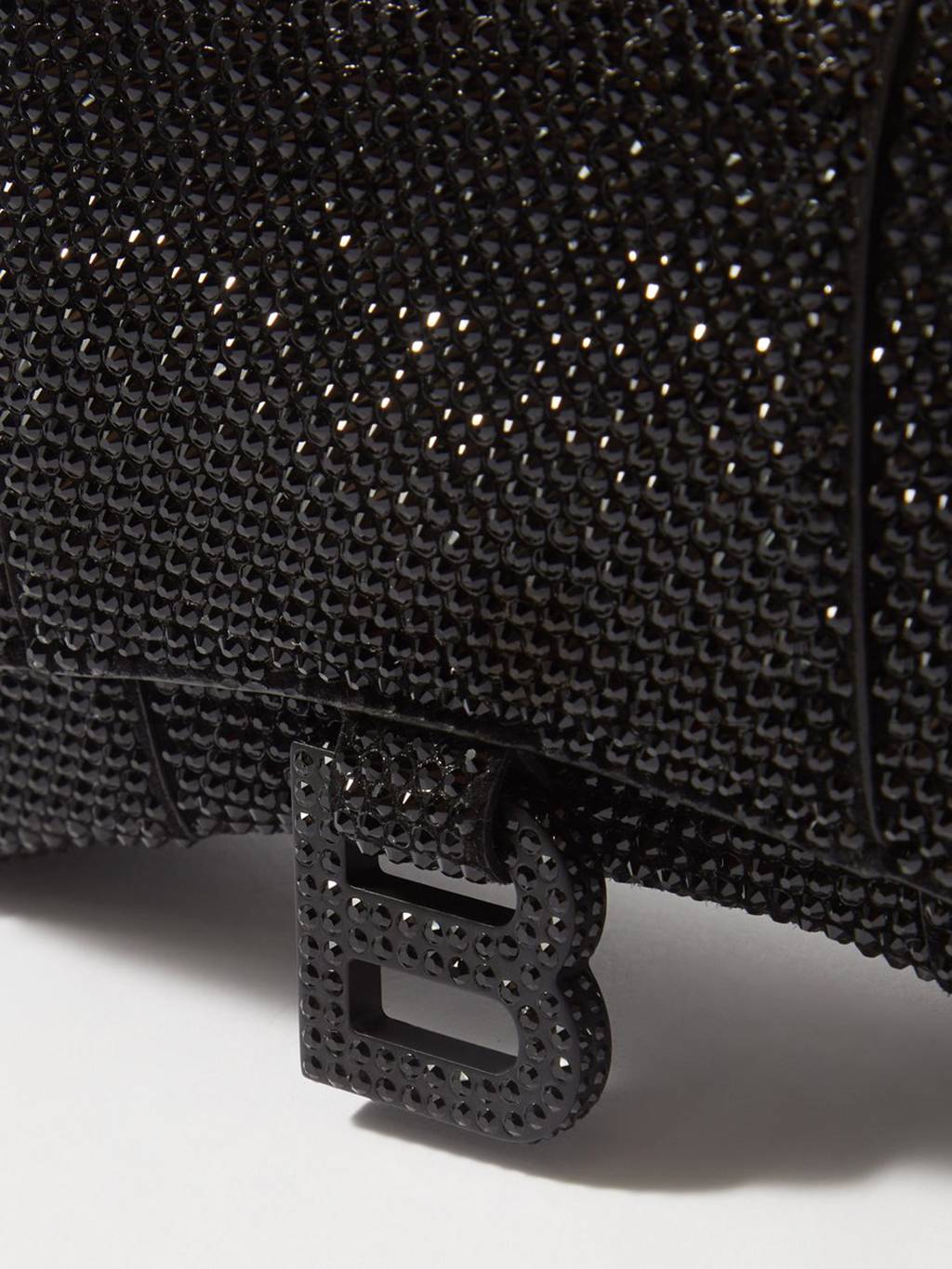 BALENCIAGA BLACK HOURGLASS CRYSTAL-EMBELLISHED CROSS-BODY BAG MATCHESFASHION US (20*11.3*6cm)