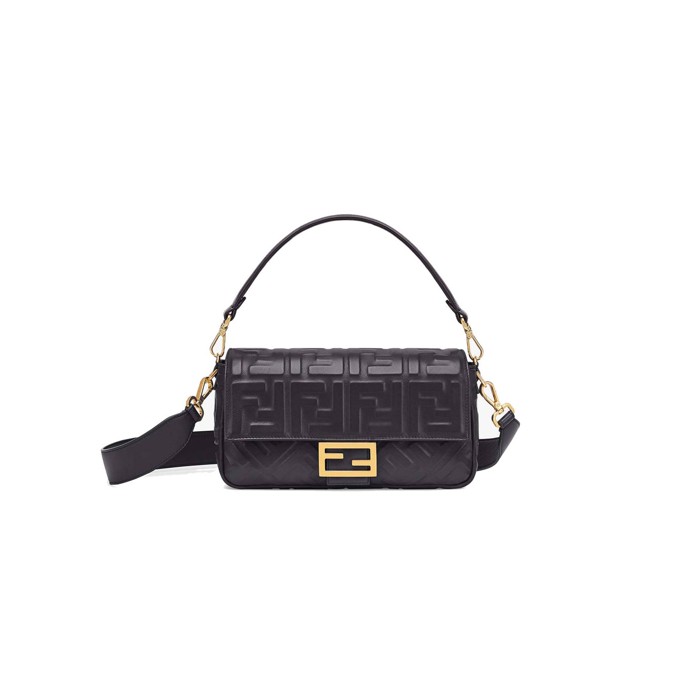 FENDI BAGUETTE - BLACK LEATHER BAG 8BR600A72VF15ZW (27*15*6cm)