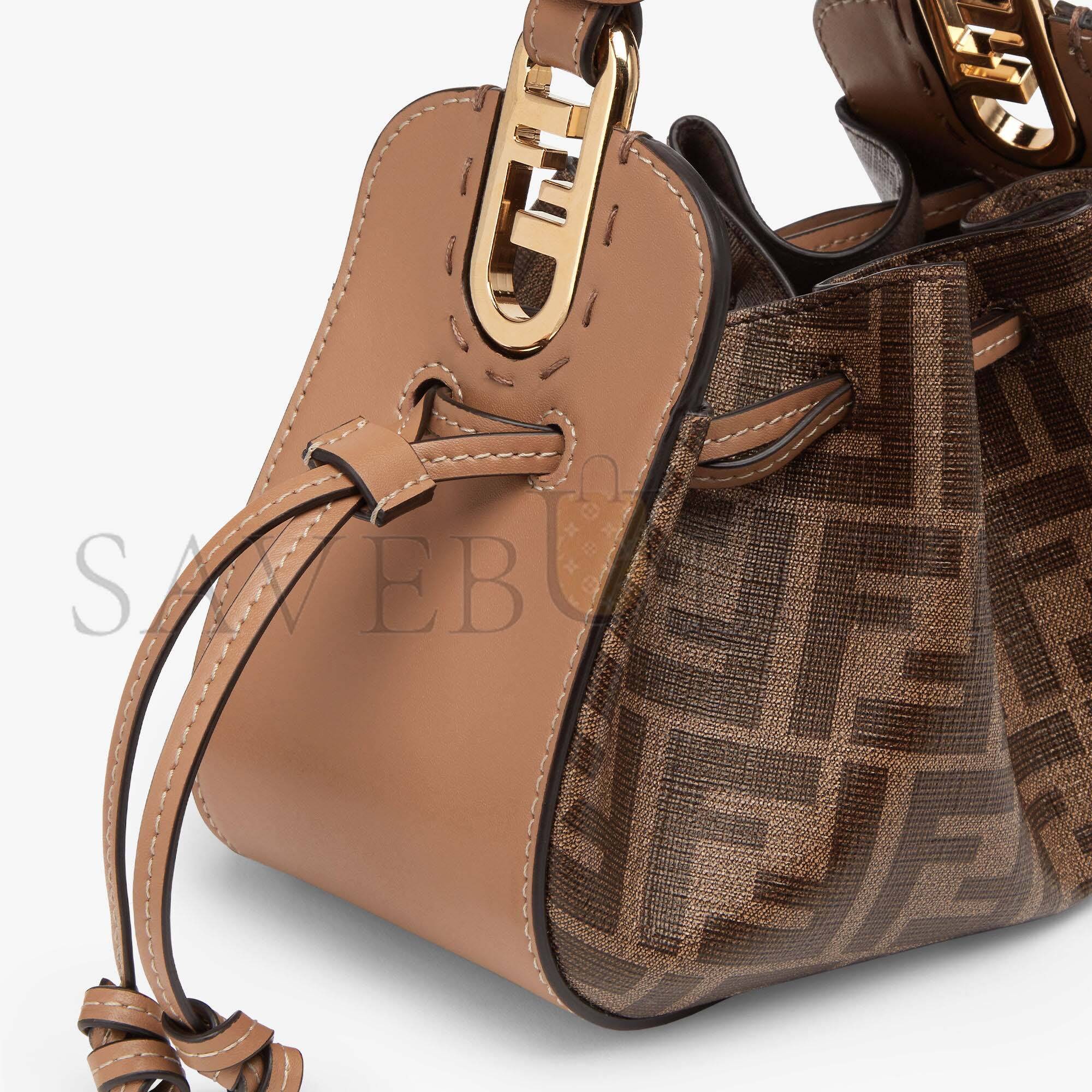 FENDI POMODORINO - BROWN FF FABRIC MINI-BAG 8BS059AHWVF1GE3 (21.5*17*14cm)