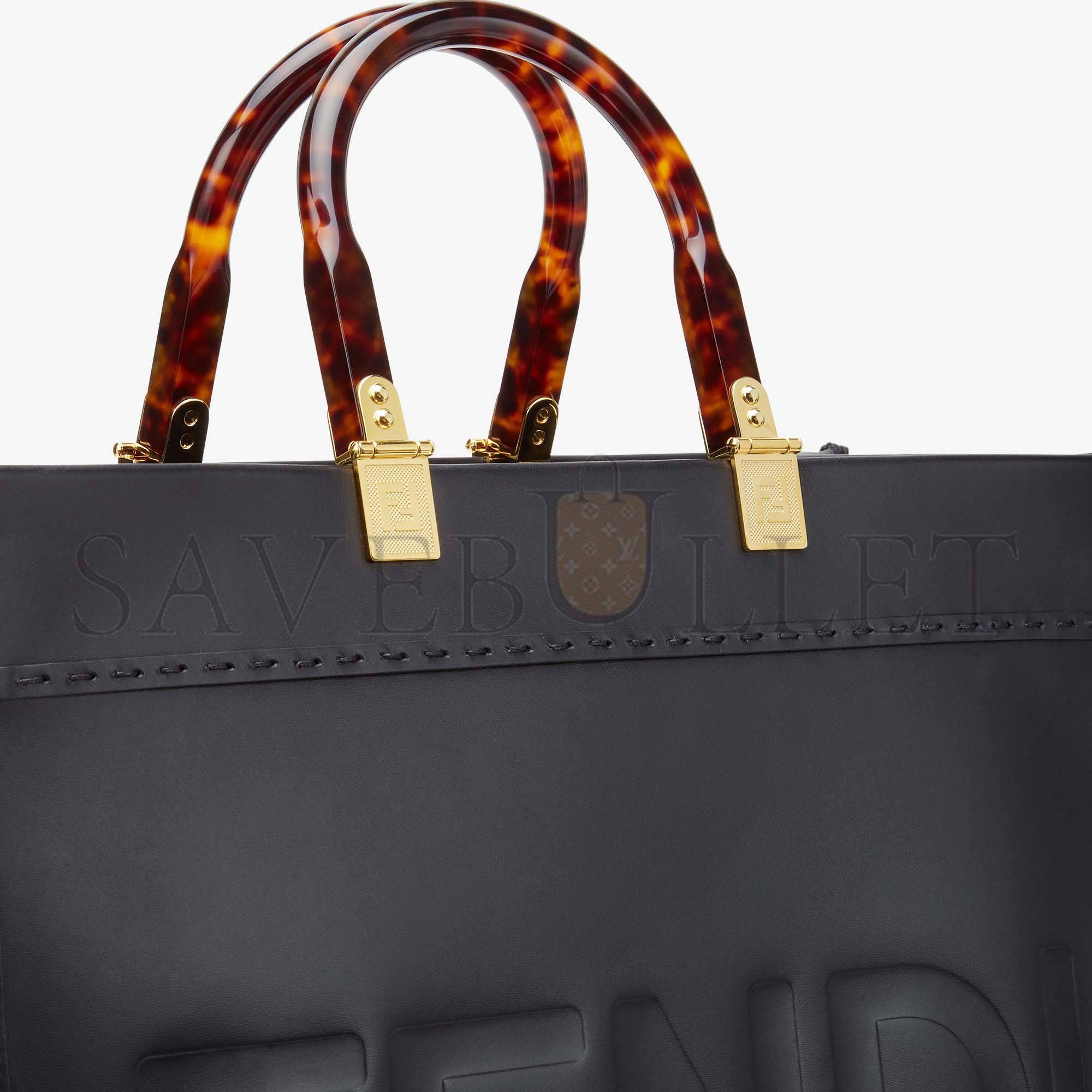 FENDI SUNSHINE MEDIUM - BLACK LEATHER SHOPPER 8BH386ABVLF0KUR (35*31*17cm)