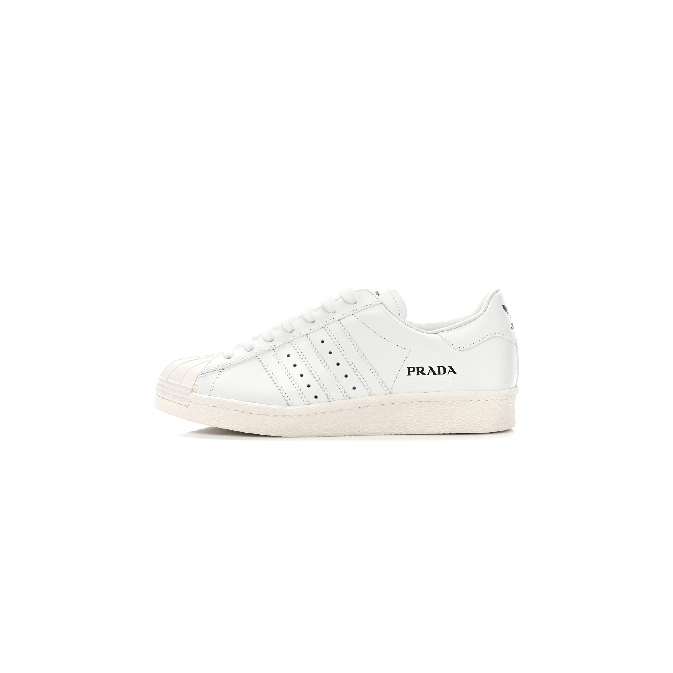 PRADA X ADIDAS CALFSKIN MENS SUPERSTAR 450 LOW TOP SNEAKERS 8 WHITE