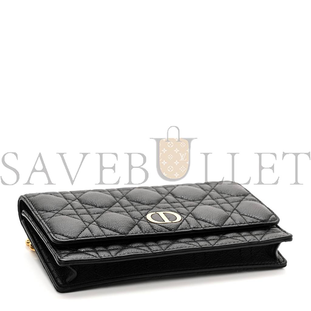 DIOR SUPPLE CALFSKIN CANNAGE CARO BELT POUCH WITH CHAIN BLACK (20*12*3.2cm)